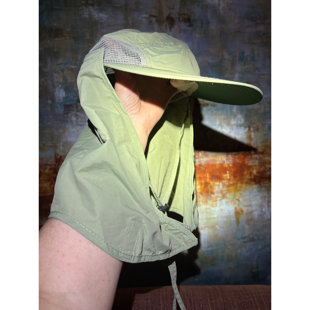 Dorfman Pacific Co Green Sun Hat Neck Flap Vents Adjustable Chin Hiking Fishing